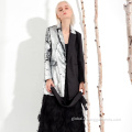 Ribbed Knit Top High Quality Slim Style Silver Sequin Women Coat Factory